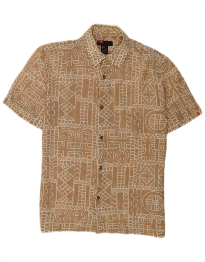 Diesel Kortærmet Herreskjorte Medium Beige Geometrisk Bomuld