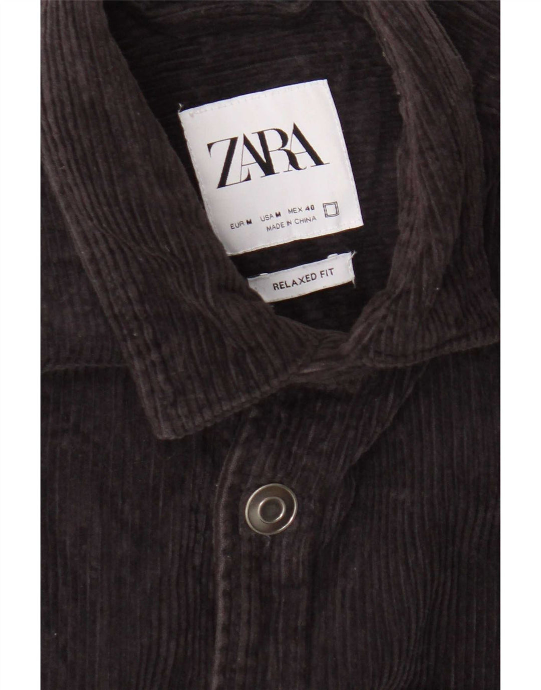 Zara Herre Relaxed Fit Corduroy skjorte Medium Navy Blue