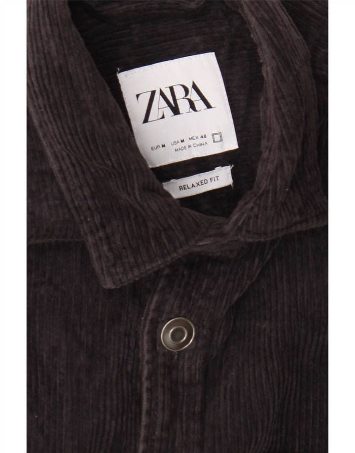 Zara Herre Relaxed Fit Corduroy skjorte Medium Navy Blue