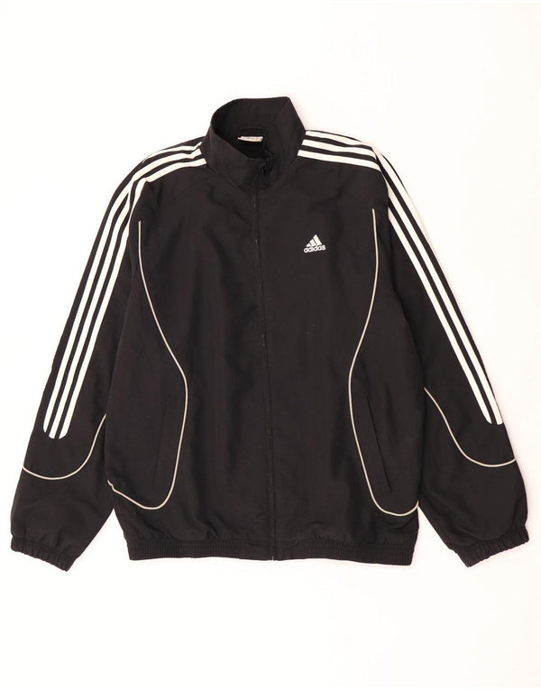 Adidas Mens Tracksuit Top Jacket UK 42/44 Large Black Polyester