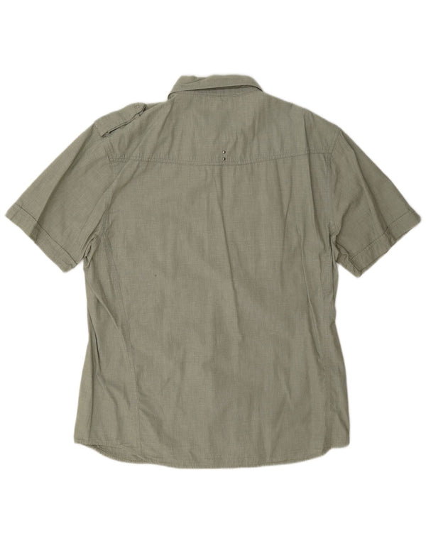 Wrangler Herre Greensboro kortærmet militærskjorte 2XL Khaki Bomuld