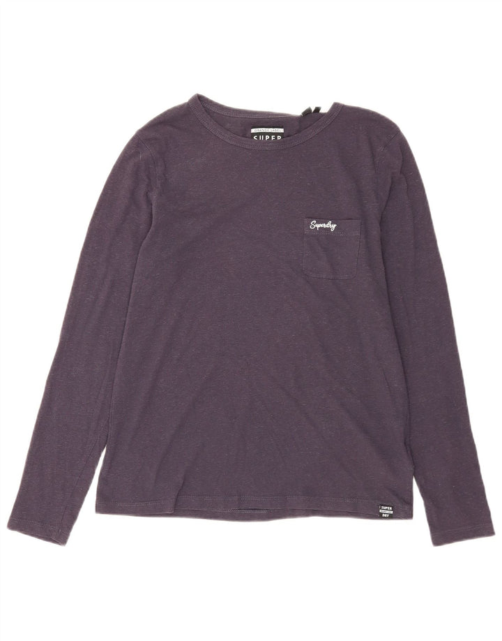 Superdry Dametop Langærmet UK 12 Mellem marineblå bomuld