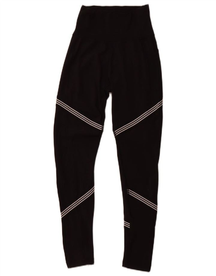 ADIDAS Dame Climalite Leggings UK 6 XS sortstribet polyester