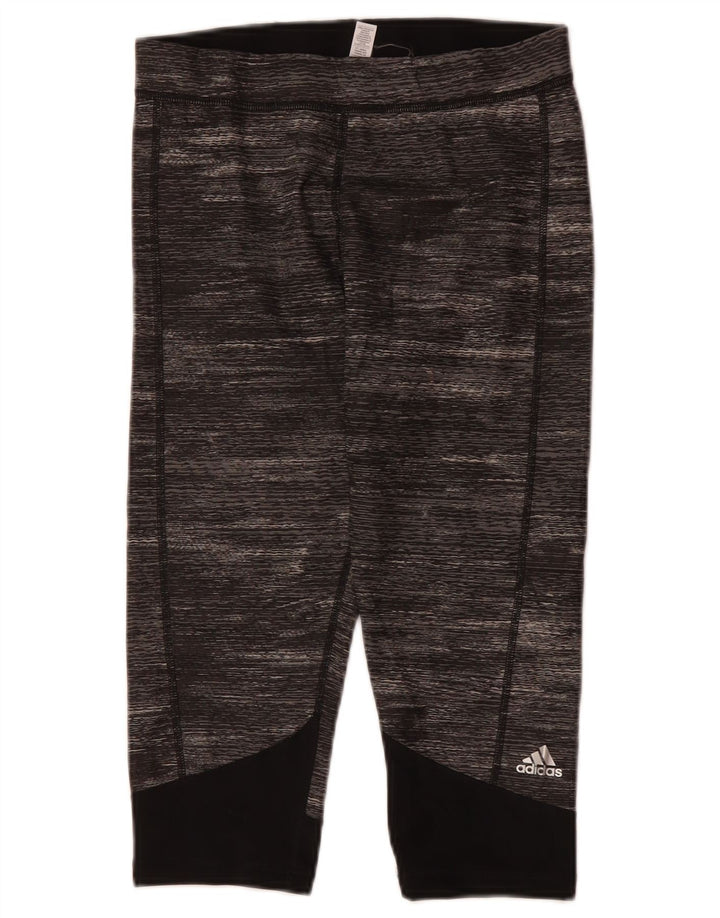 ADIDAS Dame Climalite Capri Leggings UK 12/14 Medium Grey Colourblock
