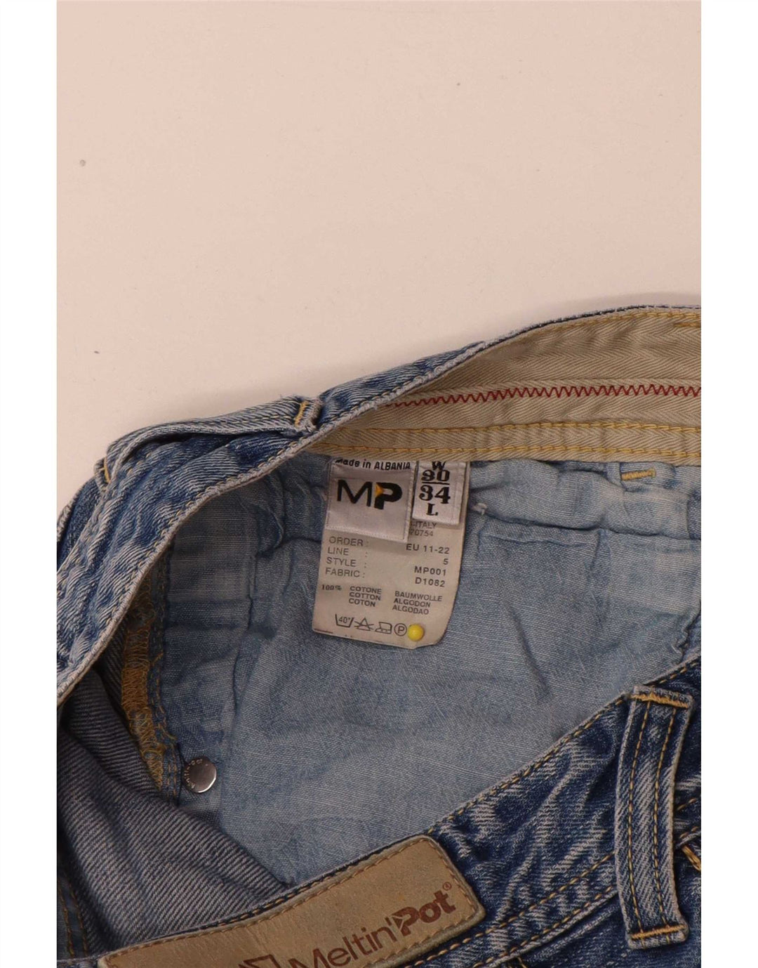 Meltin' Pot Herre Distressed Straight Jeans W30 L34 Blå Bomuld