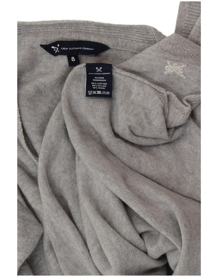 CREW TØJ Dame V-hals sweater UK 8 Small Grey Flecked