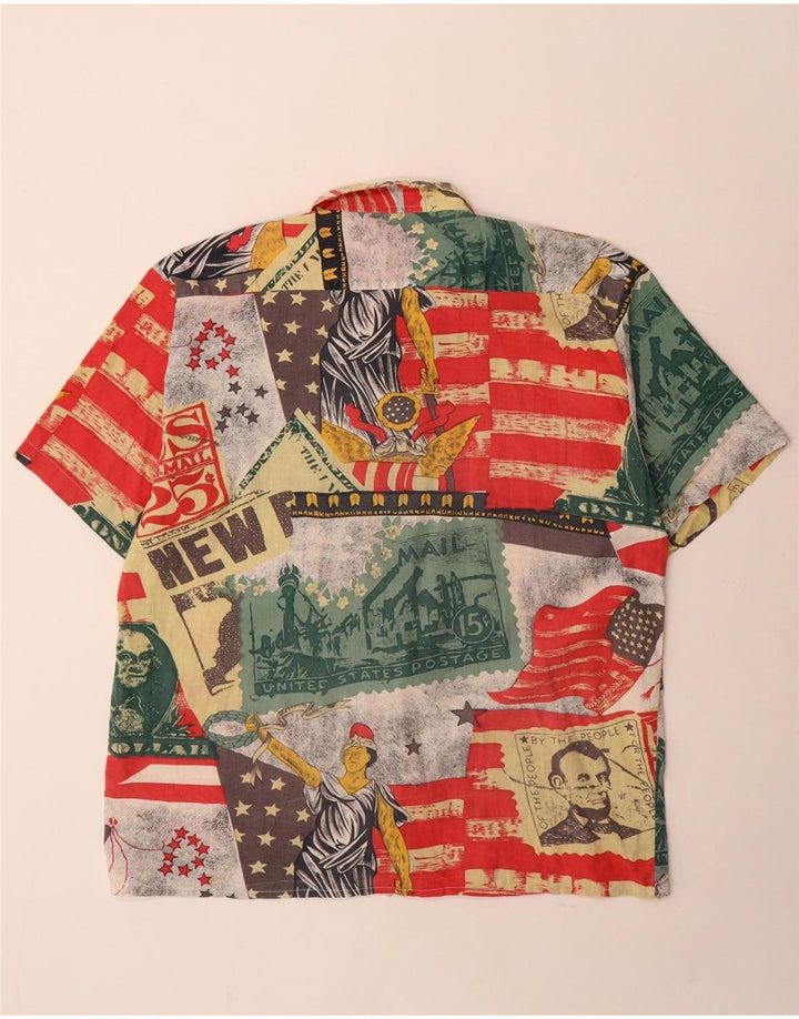 Vintage herre abstrakt mønster skjorte størrelse 43/44 Large multifarvet