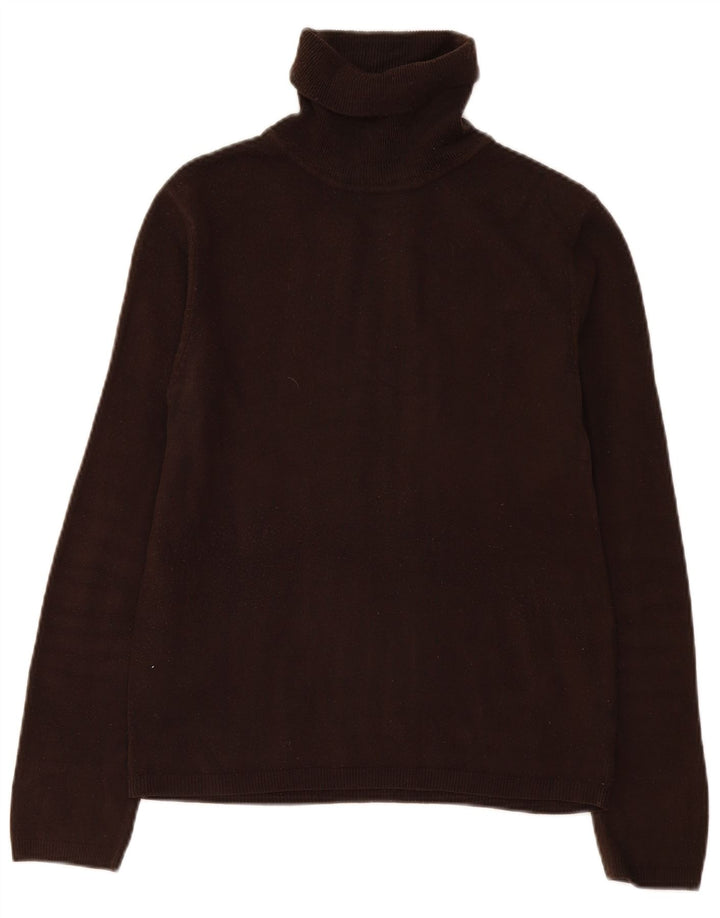 Zara Dame Roll Neck Jumper Sweater UK 12 Medium Brun Akryl