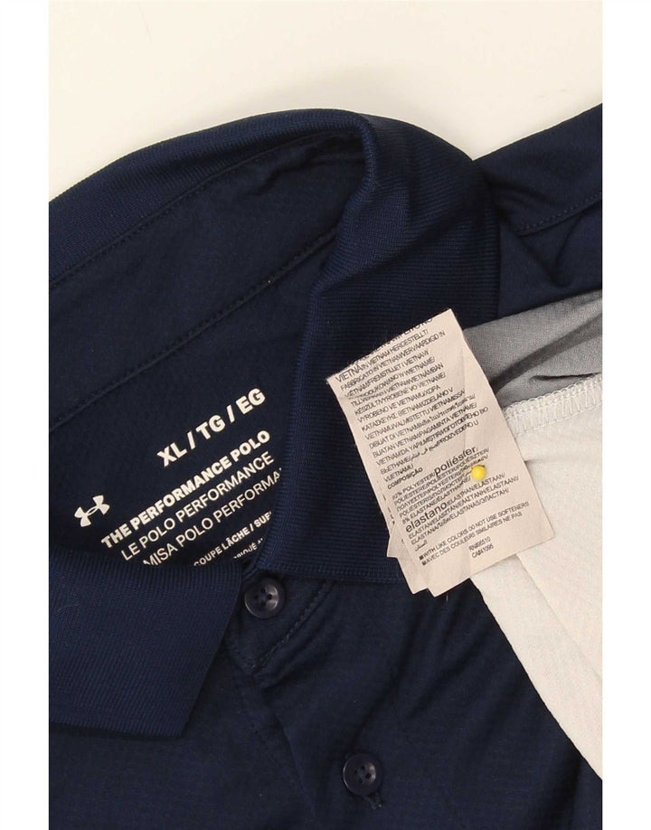 Under Armour Herre Polo Shirt XL Navy Blue Colourblock Elastan