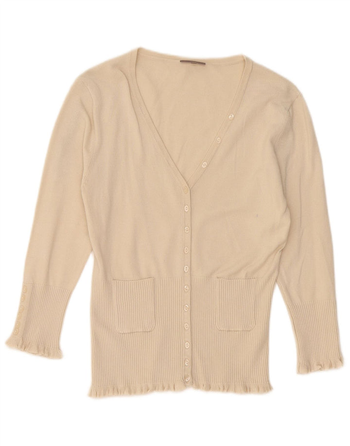 John Lewis Dame Cardigan Sweater UK 10 Small Beige Viscose