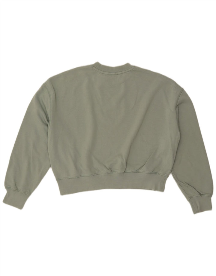 DICKIES Dame Oversized Crop Graphic Sweatshirt Jumper UK 14 Medium Green