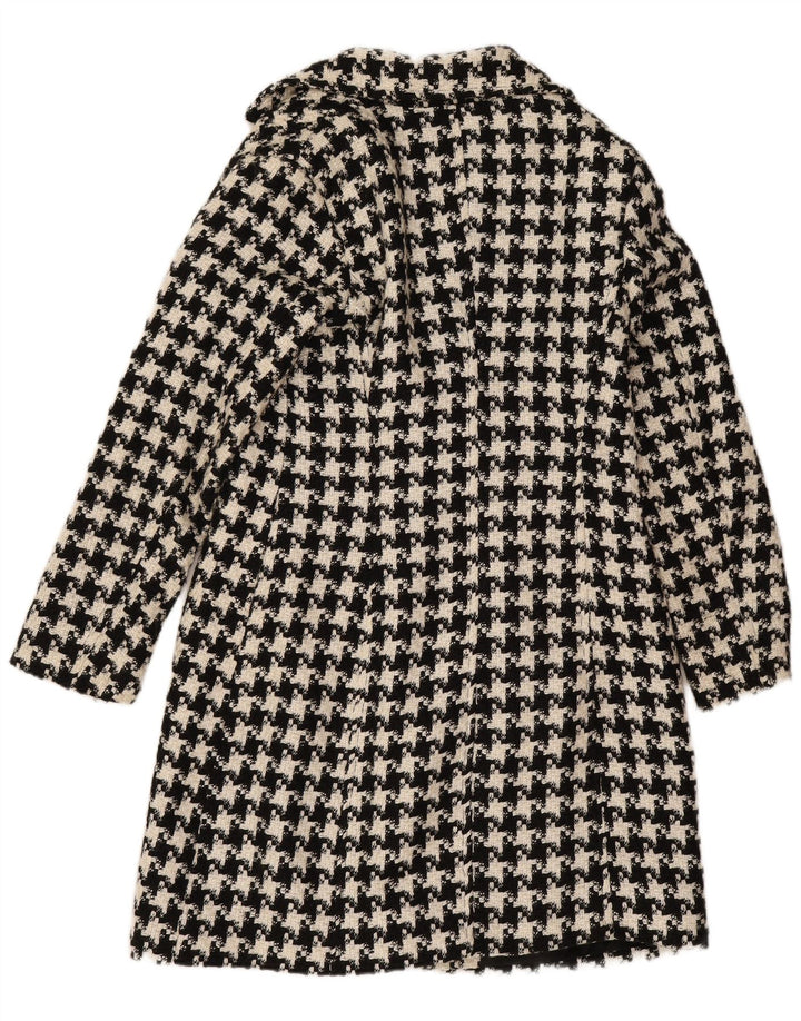 Koton Dame Oversized Overfrakke UK 10 Small Black Houndstooth Uld