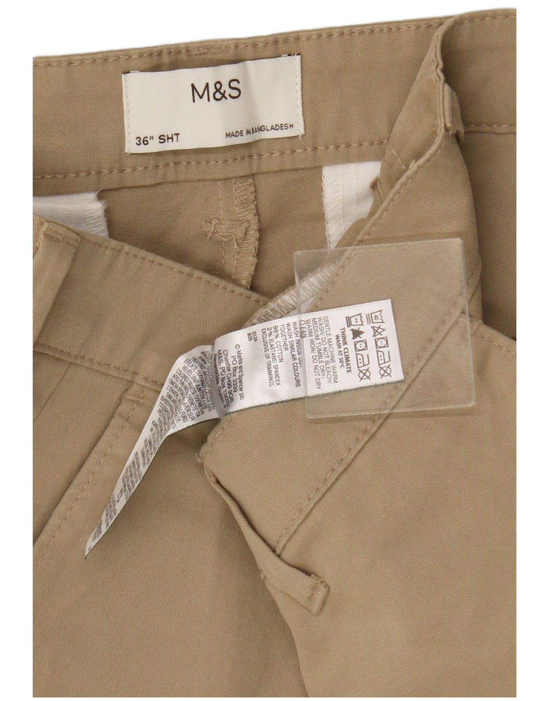 Marks & Spencer Chino Shorts til mænd W36 Large Beige Bomuld