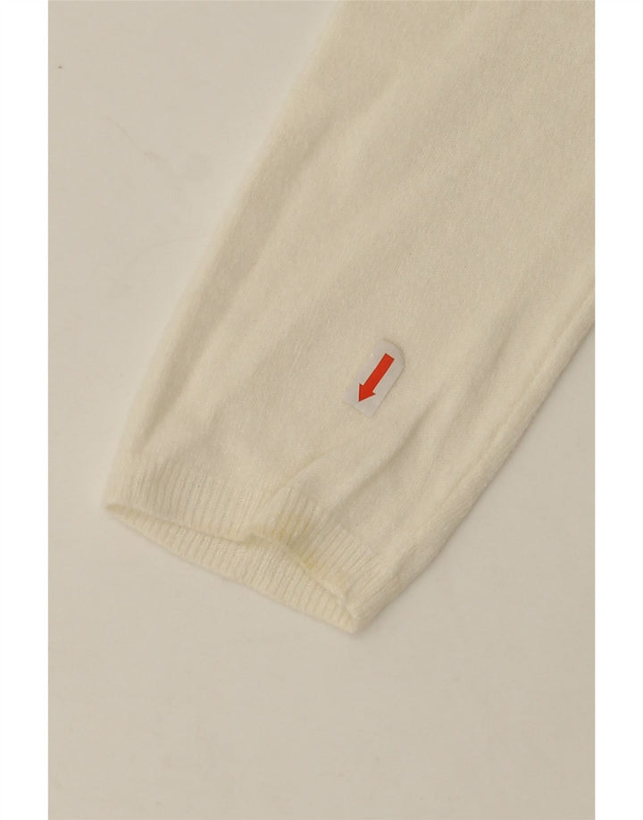 MARKS & SPENCER Womens V-Neck Jumper Sweater UK 10 Small Off White Acrylic Vintage Marks & Spencer and Second-Hand Marks & Spencer from Messina Hembry 