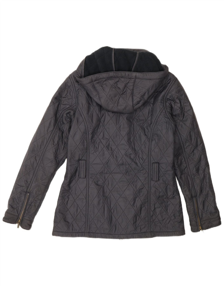 Barbour Quiltet jakke med hætte til kvinder UK 10 Lille grå polyamid