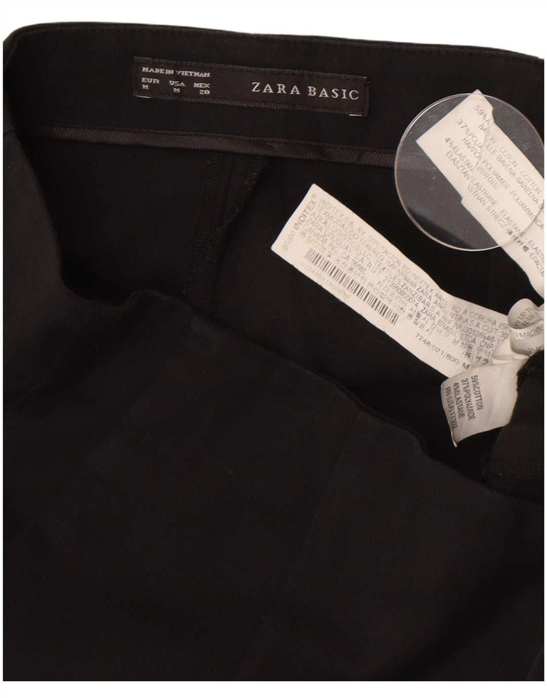 Zara Dame Bootcut Chino Bukser Medium W28 L32 Sort Bomuld