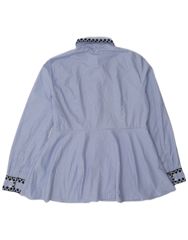Zara skjortebluse til kvinder UK 14 Medium Blue Pinstripe Polyester