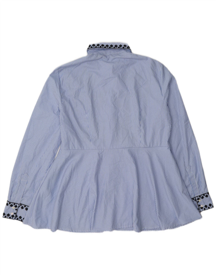 Zara skjortebluse til kvinder UK 14 Medium Blue Pinstripe Polyester