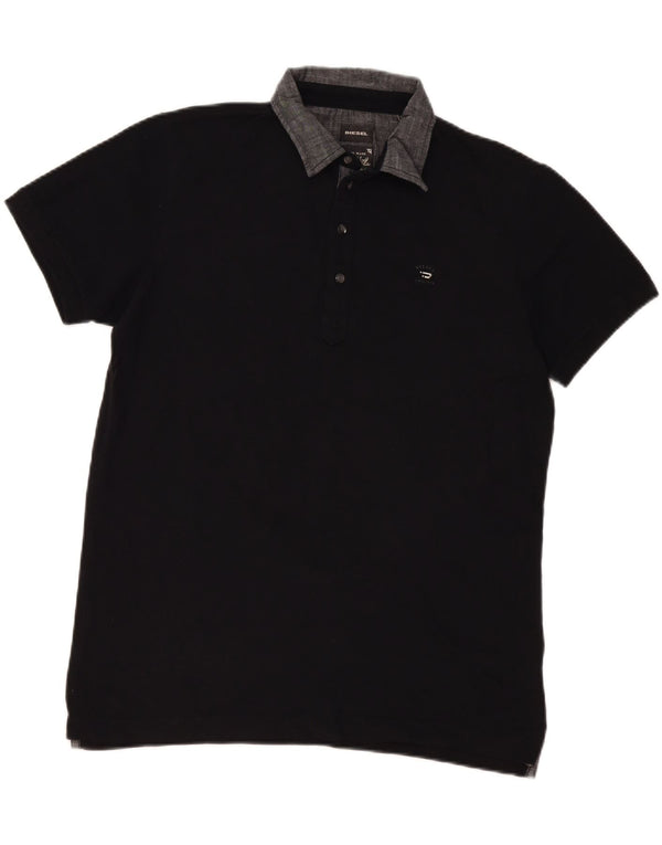 Diesel Herre Slim Fit Polo Shirt XL Sort Colourblock Bomuld