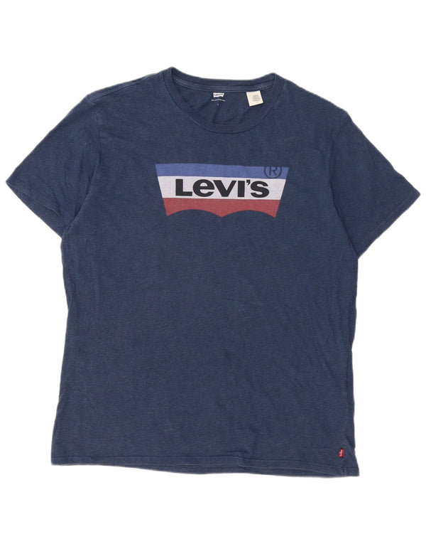 Levi's Herre grafisk T-shirt Top Stor marineblå bomuld