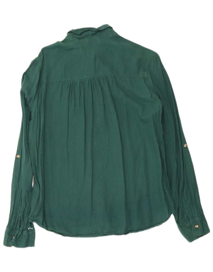 Hollister Dame Pullover Shirt UK 14 Medium Green Cotton