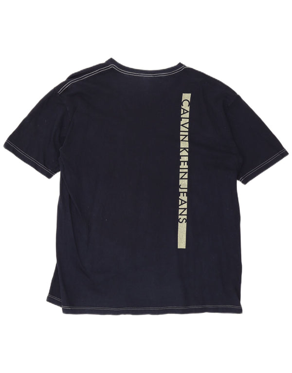 Calvin Klein Jeans Herre grafisk T-shirt Top Stor Marineblå Colourblock