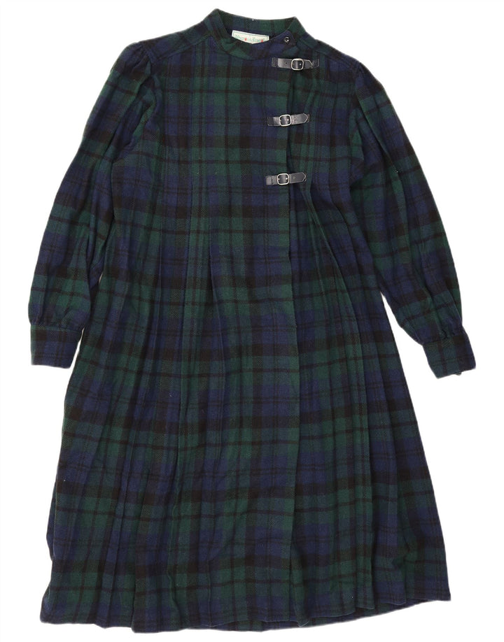 Vintage Dame Langærmet Maxikjole IT 42 Medium Flerfarvet Ternet
