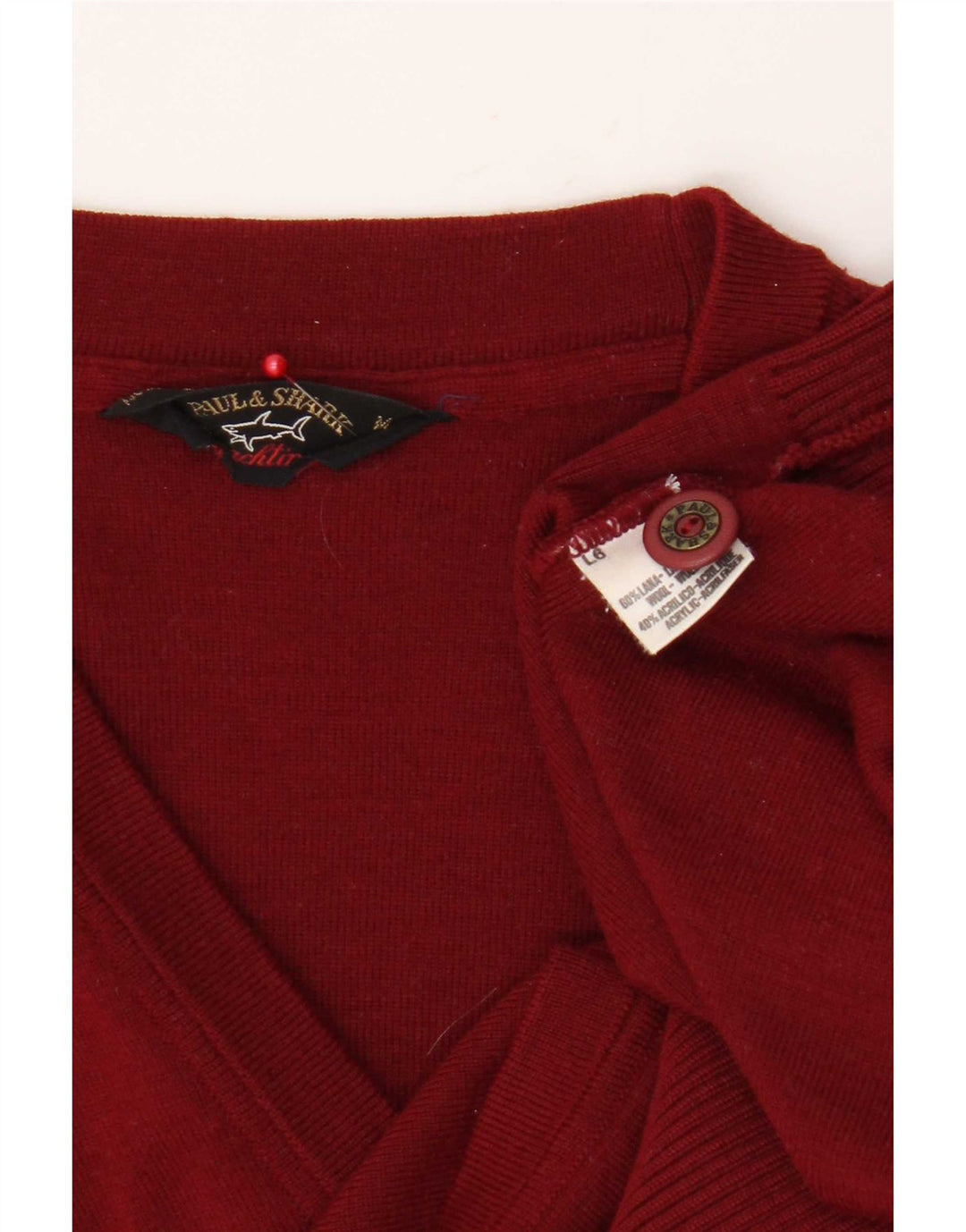 Paul & Shark Herre ærmeløs cardigan sweater Medium Bourgogne uld