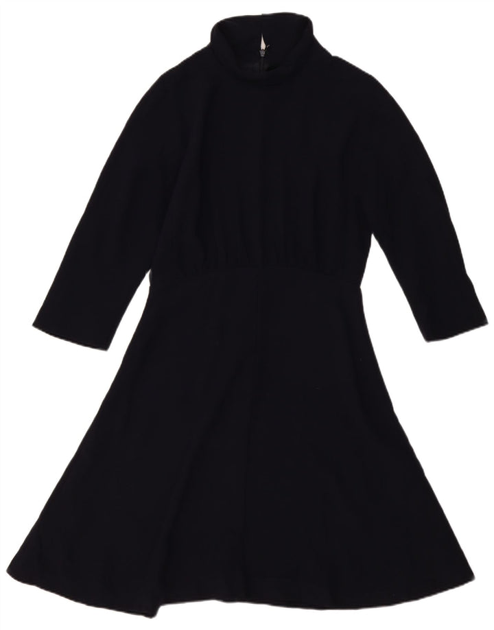Jigsaw Dame 3/4-ærmet A-line kjole UK 12 Medium Navy Blue Polyester
