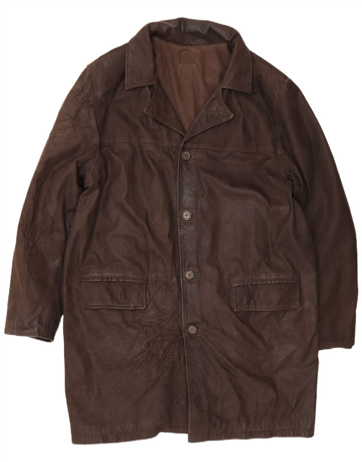 Vintage Herre Læderfrakke UK 44 2XL Brun Klassisk