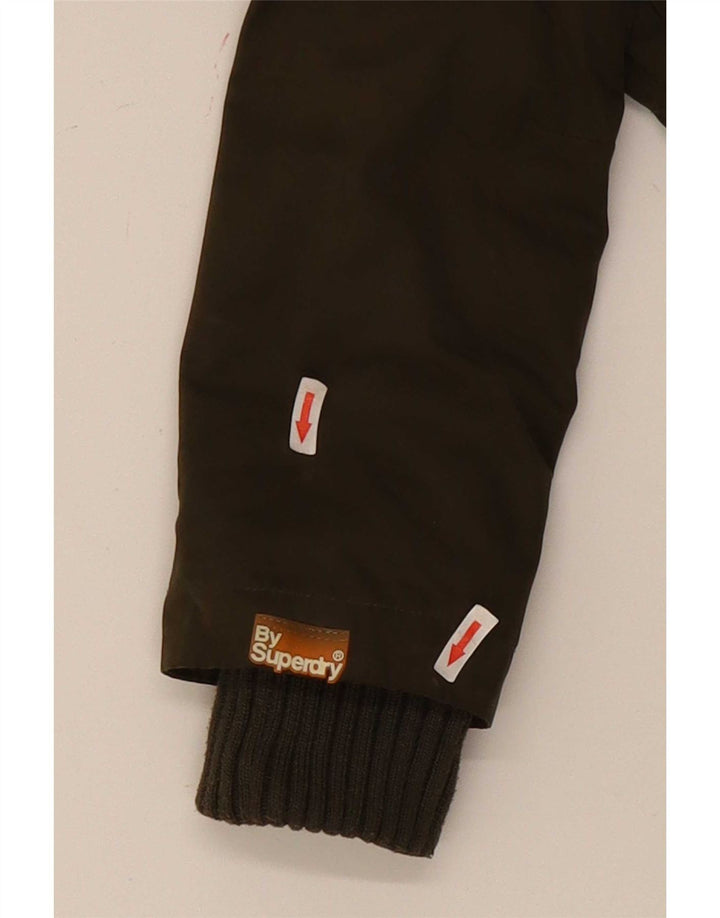Superdry Parkajakke med hætte til kvinder UK 14 Stor grøn polyester