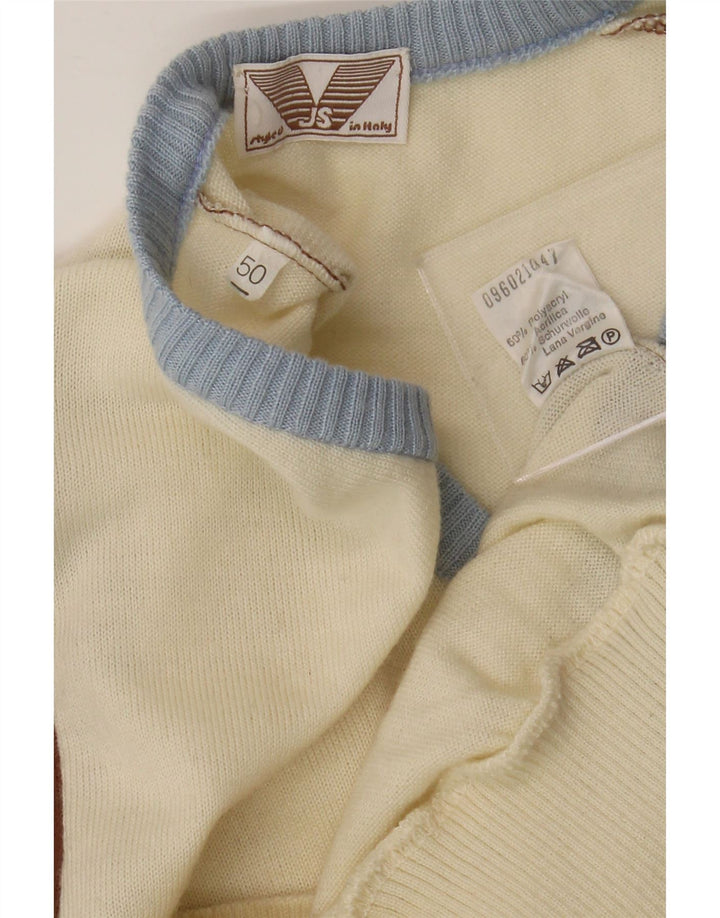 VINTAGE Herre V-hals sweater IT 50 Medium Flerfarvet Colourblock