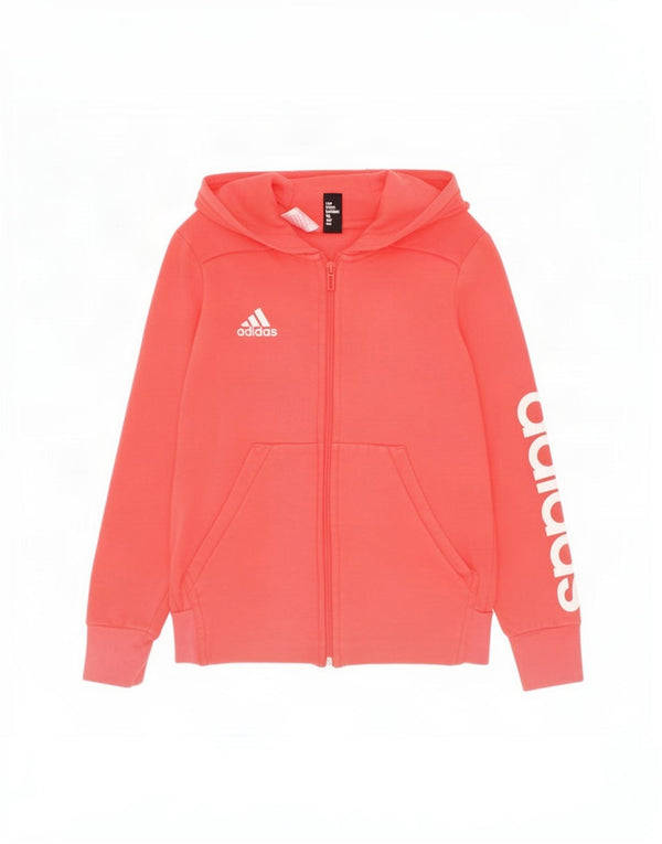Adidas Girls Graphic Zip Hoodie Sweater 9-10 Years Pink