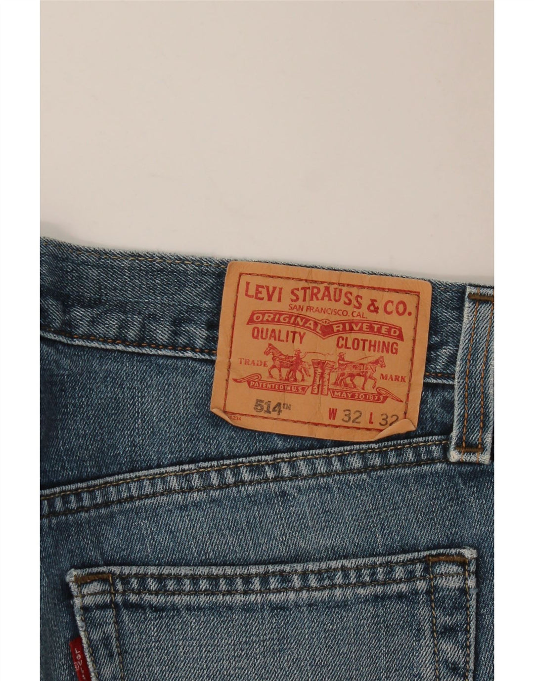 LEVI'S Herre 514 Slim Straight Jeans W32 L32 Blå Bomuld