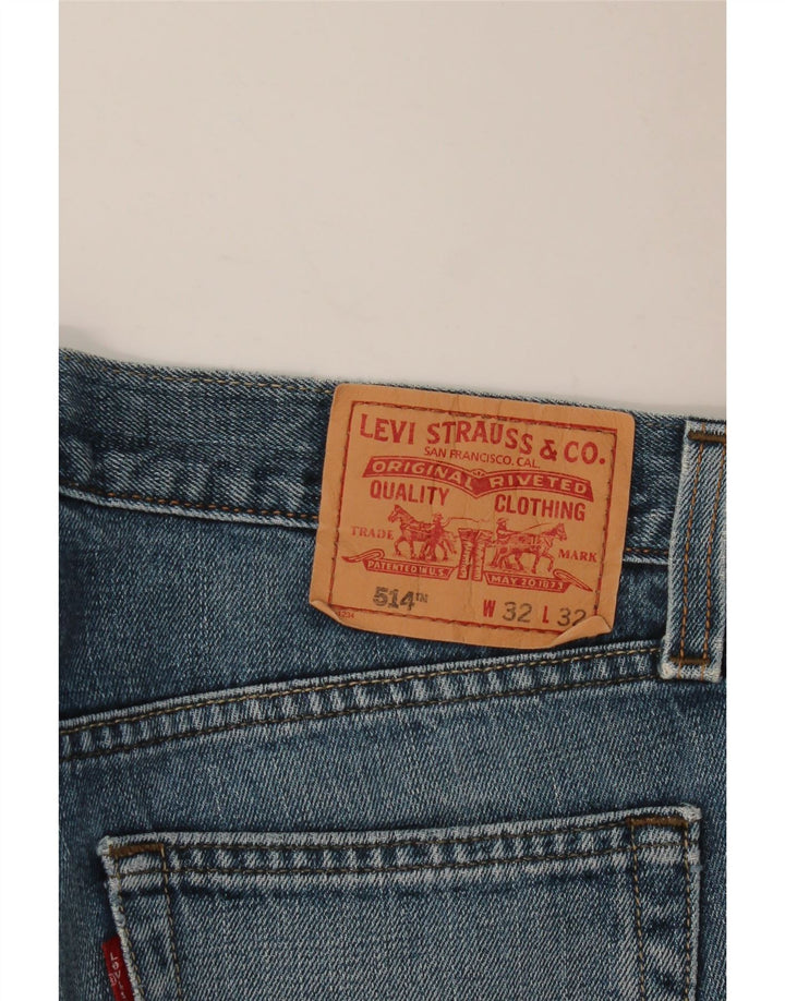 LEVI'S Herre 514 Slim Straight Jeans W32 L32 Blå Bomuld