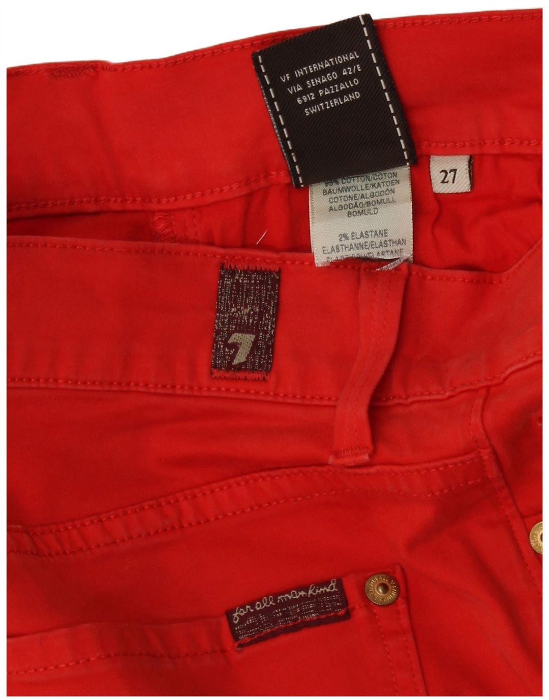 7 For All Mankind Kvinder Slim Jeans W27 L33 Rød Bomuld