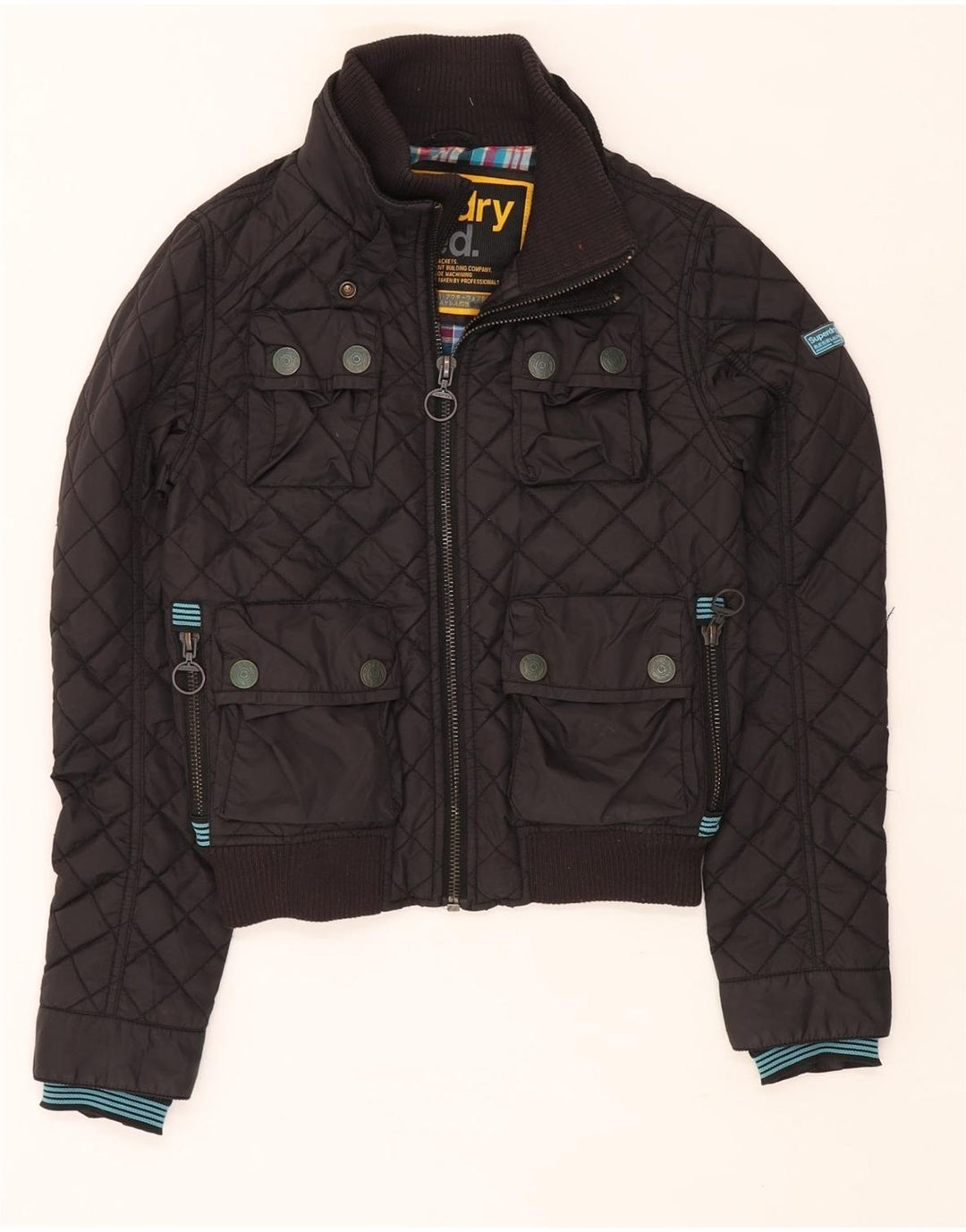Superdry Quiltet Utility-jakke til kvinder UK 10 Lille sort nylon