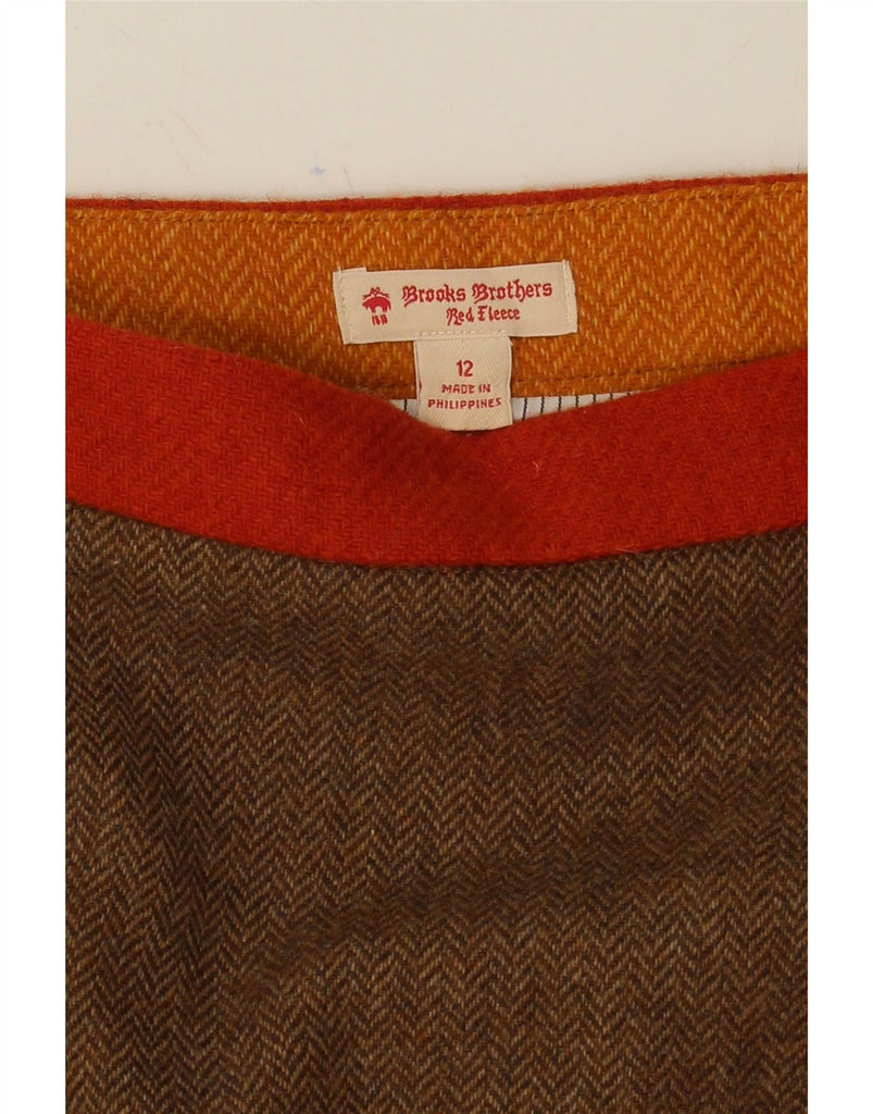 BROOKS BROTHERS Womens A-Line Skirt US 12 Large W34  Brown Colourblock Vintage Brooks Brothers and Second-Hand Brooks Brothers from Messina Hembry 