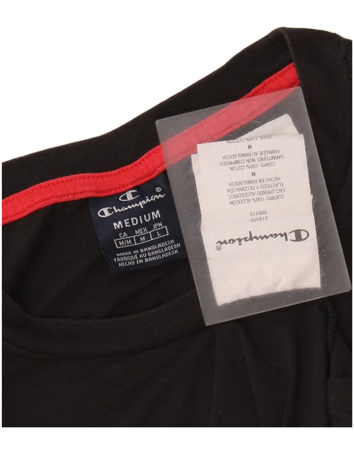 CHAMPION Herre grafisk T-shirt Top Medium Sort Bomuld
