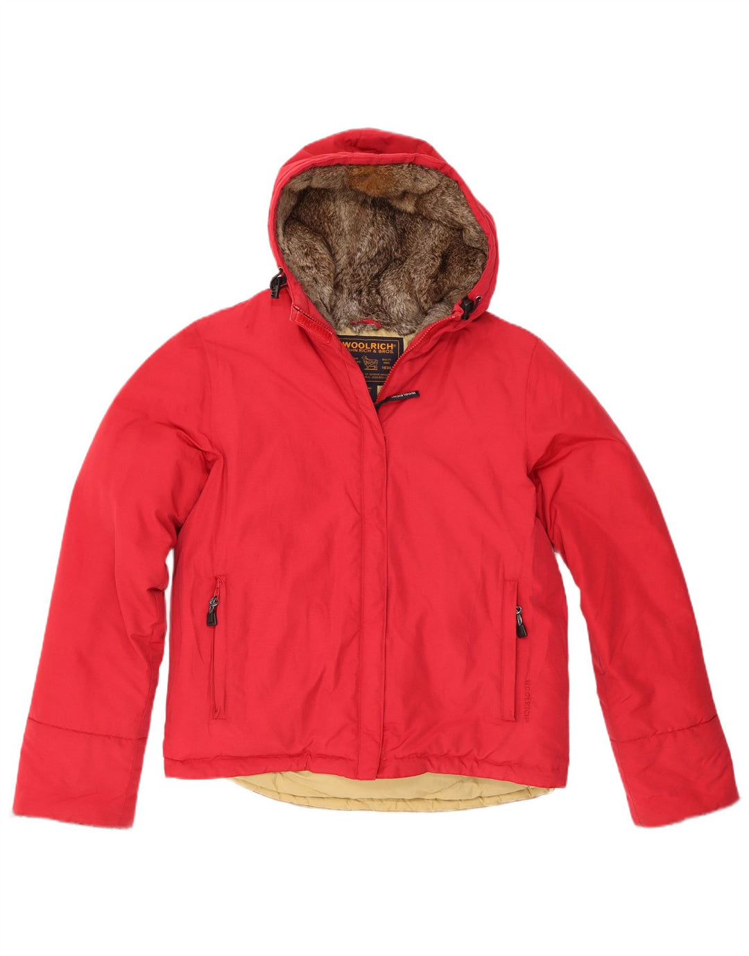 Woolrich hættejakke til kvinder UK 16 Stor rød bomuld
