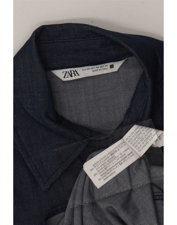 Zara oversize skjorte til kvinder UK 6 XS marineblå polyester