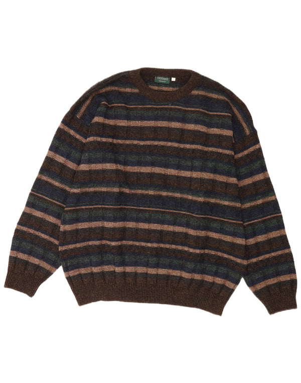 Canda herre rund hals sweater XL brun stribet akryl