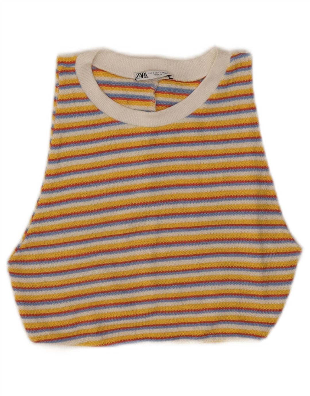 ZARA Knit Crop Top UK 8 Small Gulstribet