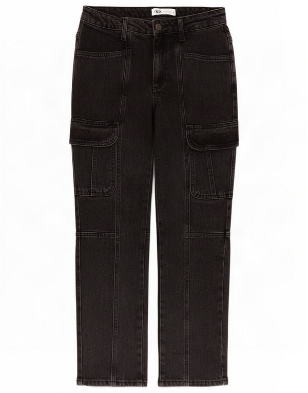 Zara Dame Cargo Jeans EU 34 2XS W24 L26 Grå