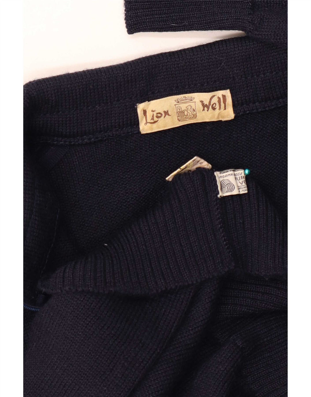 Vintage herre cardigan sweater med fuld lynlås Stor marineblå uld