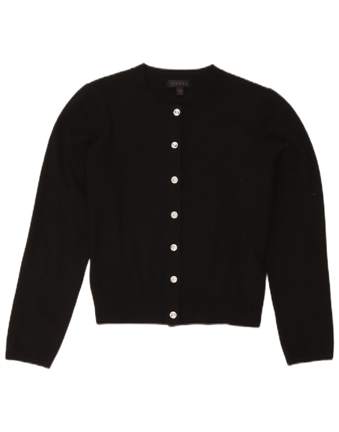 Guess Womens Crop Cardigan Sweater UK 12 Medium Black Polyester