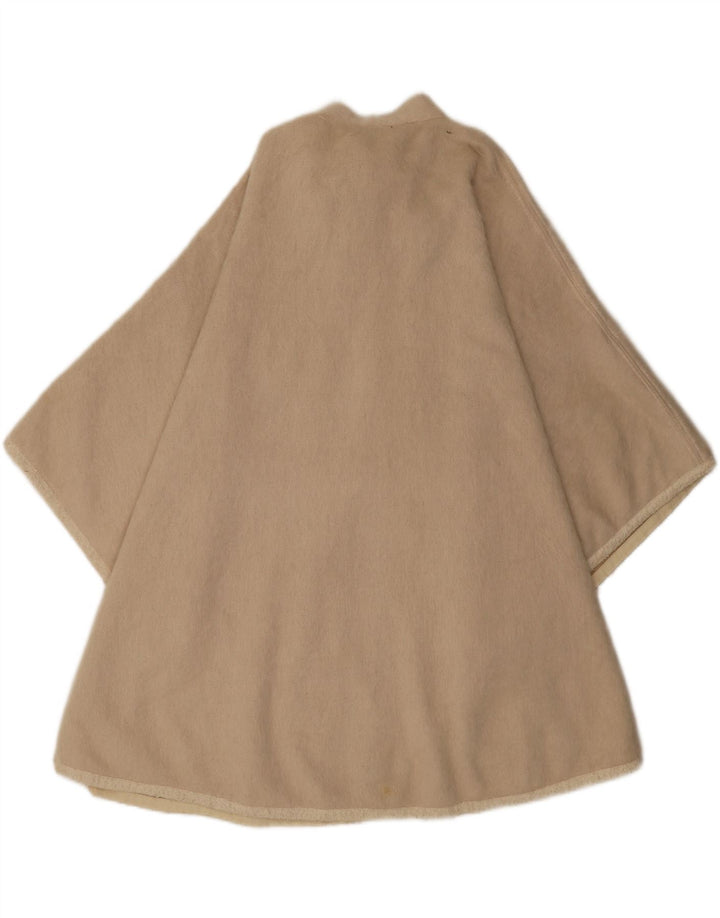 Vintage Dame Cape Coat One Size Beige Virgin Wool