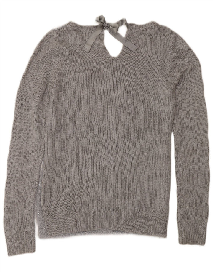 Oasis Dame Boat Neck Jumper Sweater UK 10 Small Grå Polyamid