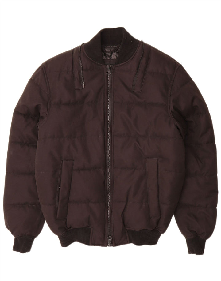 Zara Herre polstret jakke UK 36 Lille sort polyester