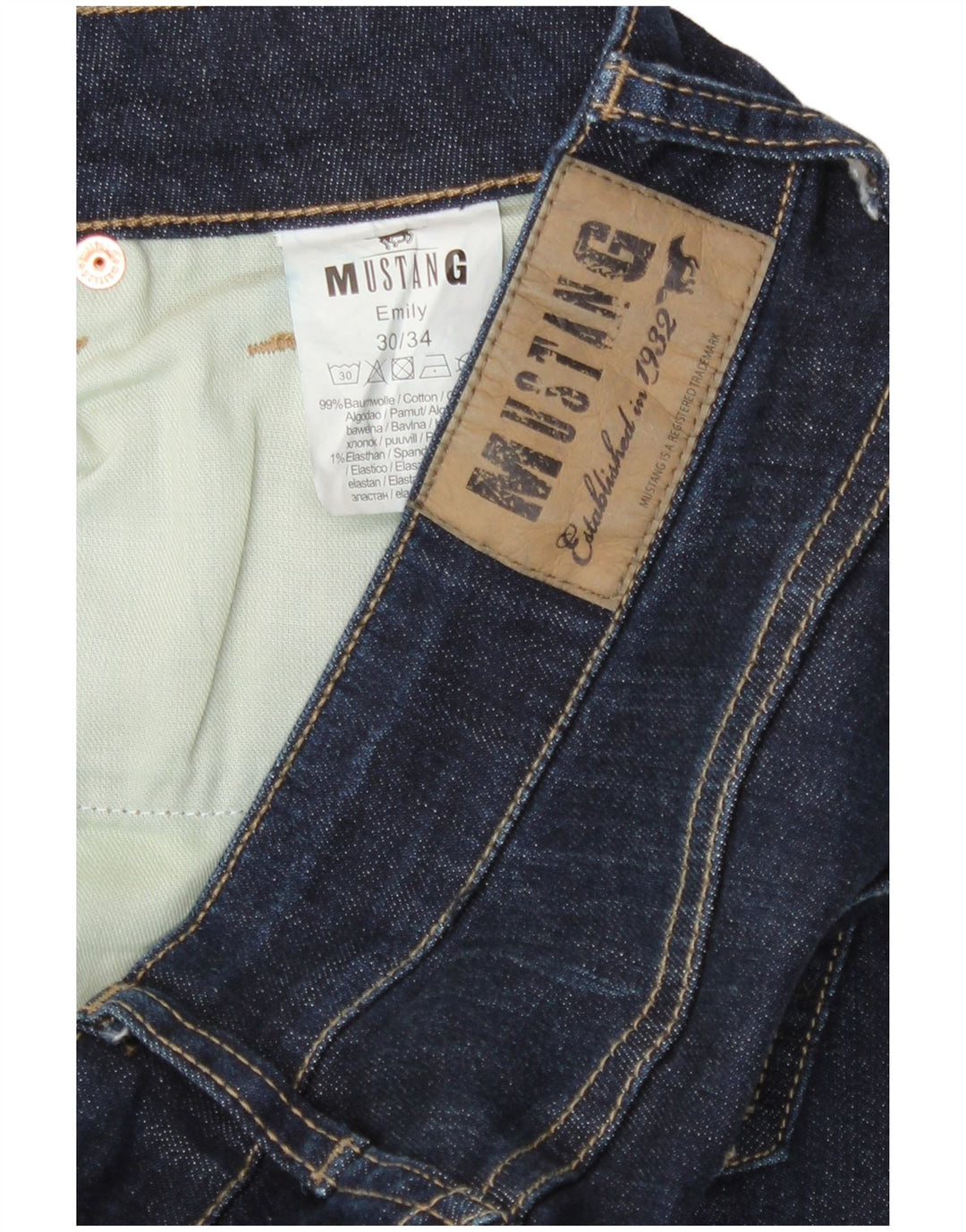 Mustang lige jeans til kvinder W30 L27 marineblå bomuld